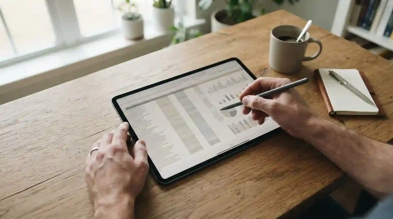 Tabellarischer Vergleich verschiedener Wettanbieter-Kennzahlen auf Tablet
