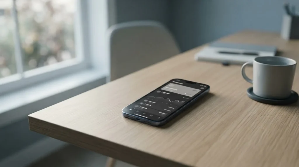 Smartphone mit Neteller-Zahlungsschnittstelle vor neutralem Hintergrund
