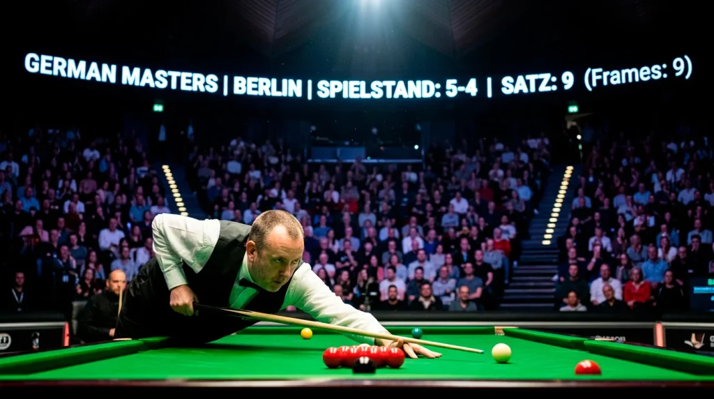 Snooker-Spieler am Tisch beim German Masters im Berliner Tempodrom
