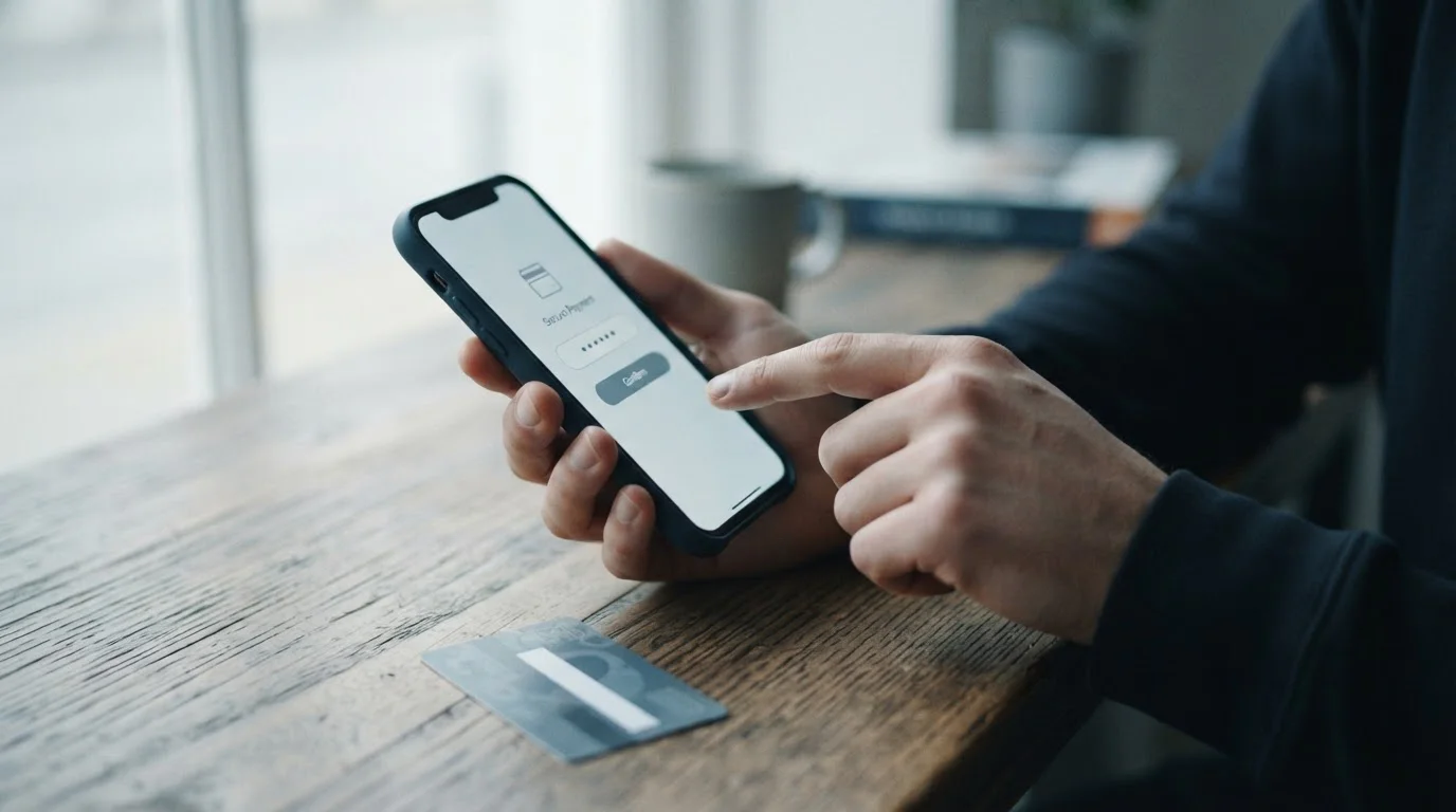 Smartphone zeigt Zahlungsvorgang mit Neosurf-Prepaidcode