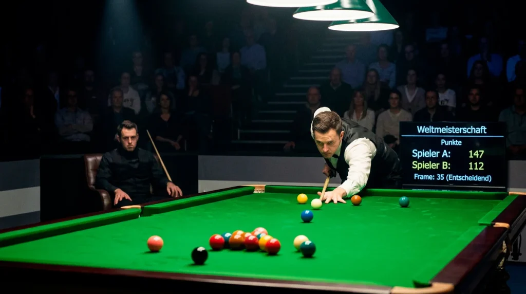 Zwei Snooker-Spieler im direkten Duell am Tisch