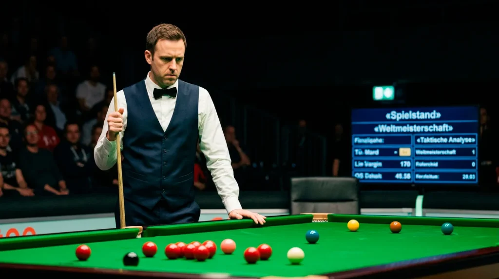 Snooker-Spieler plant taktischen Safety-Stoß am Tisch