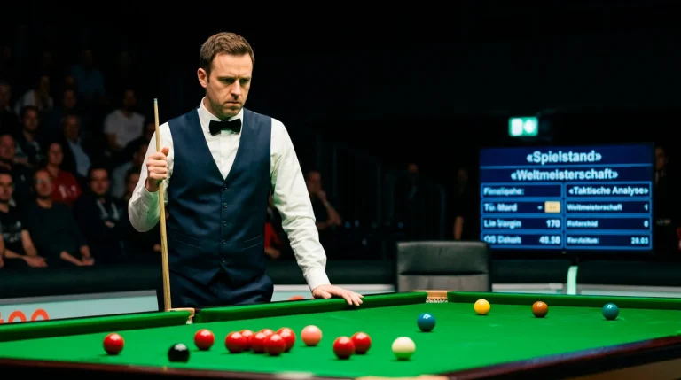 Snooker-Spieler plant taktischen Safety-Stoß am Tisch