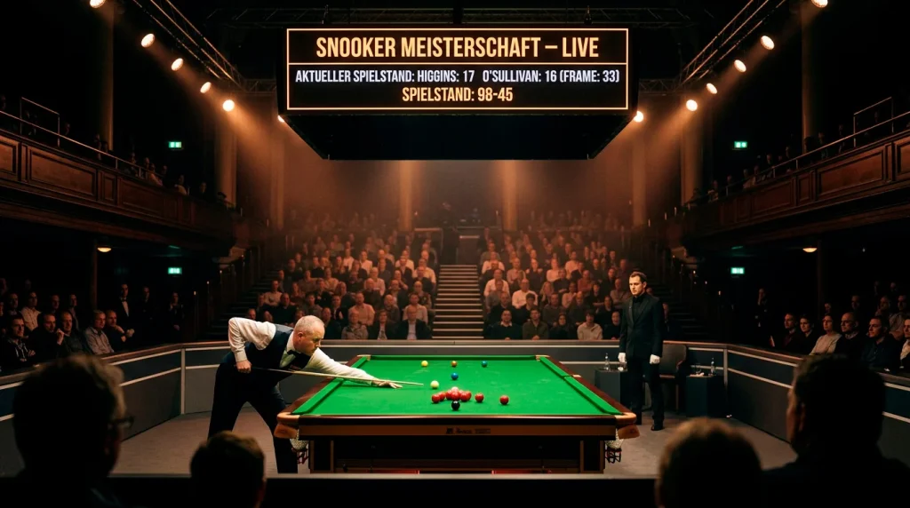 Snooker-Tisch mit Spieler beim UK Championship im York Barbican